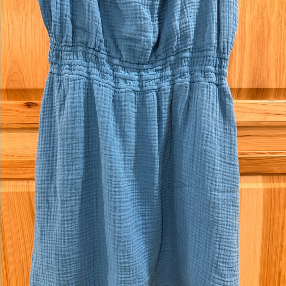 Michael Stars Josephine Blue Sleeveless Cotton Gauze Mini Above the Knee Dress - Picture 5 of 14
